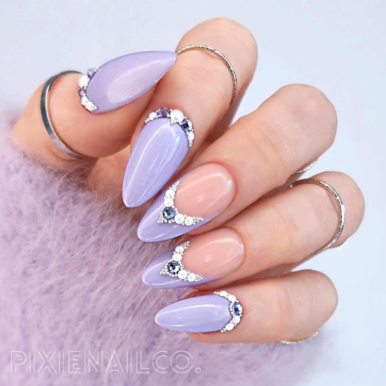 Lavender Swarovski Press on Nails Hard Gel Press Ons Luxury - Etsy