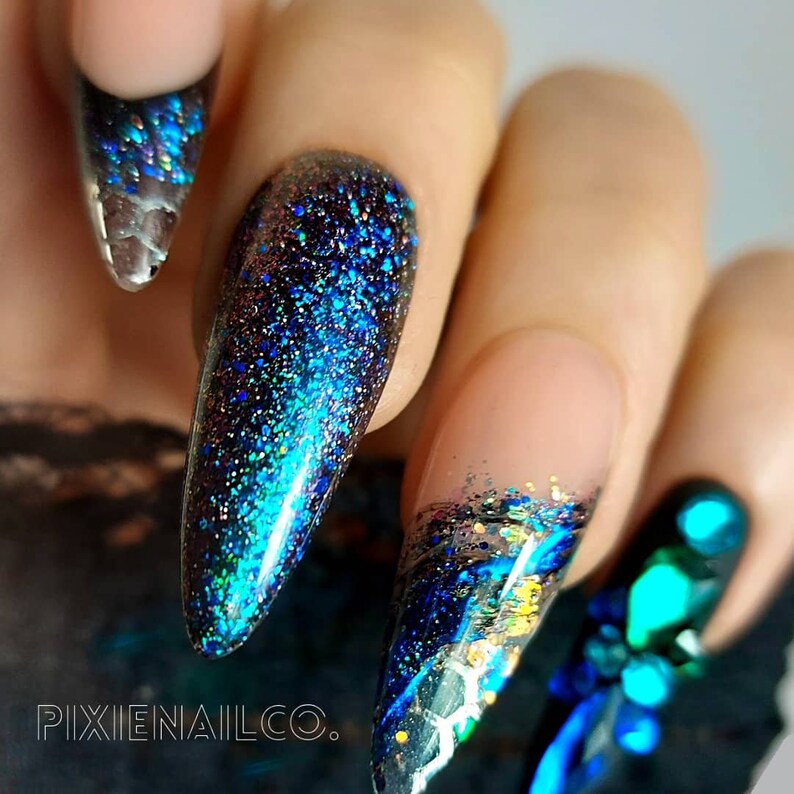 Extreme Glitter Acrylic Press on Nails Sculpted Hard Gel Etsy