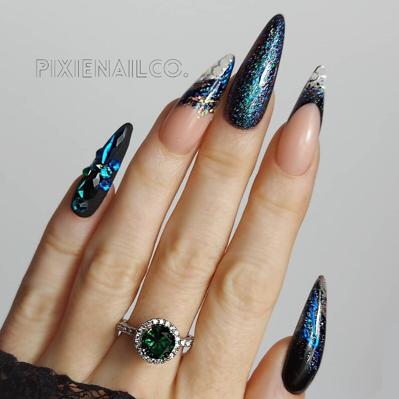 Extreme Glitter Acrylic Press on Nails Sculpted Hard Gel Etsy
