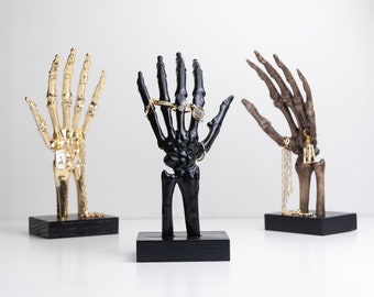 Skeleton Hands Jewelry Holder, Ring Tree Jewellery Organizer, Necklace, Bracelet Display, Gothic, Middle Finger Gesture, Halloween decor