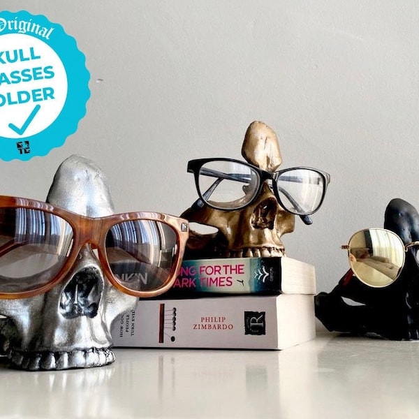 Skull Glasses Stand Holder, Sunglasses Stand, Desk Tidy, Gothic Decor, Skeleton Eyeglasses Holder, Eyewear Stand