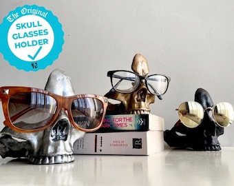 Skull Glasses Stand Holder, Sunglasses Stand, Desk Tidy, Gothic Decor, Skeleton Eyeglasses Holder, Eyewear Stand