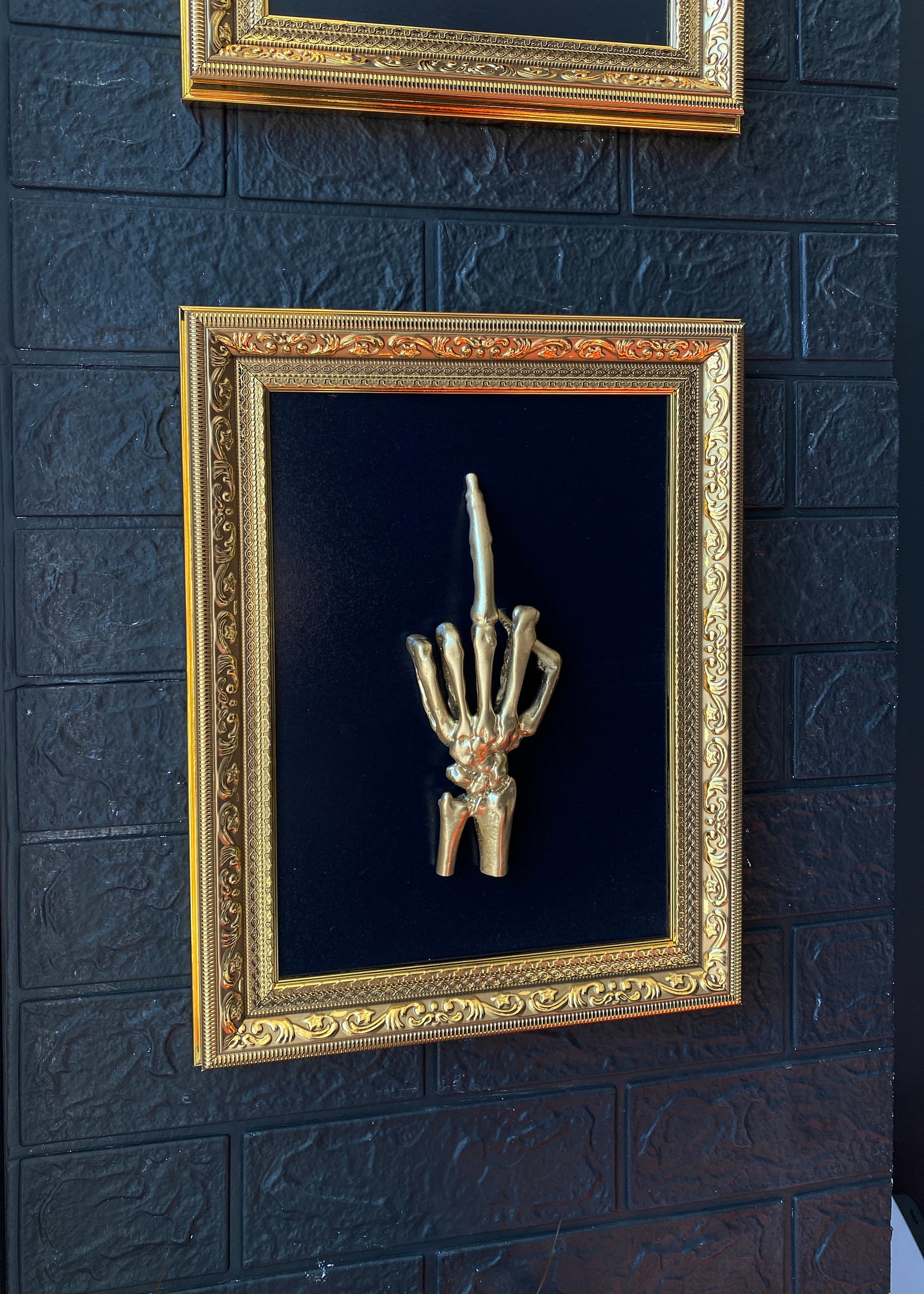 Middle Finger Filigree Gold Wall Frame, Gallery Wall Art, Gothic Home ...