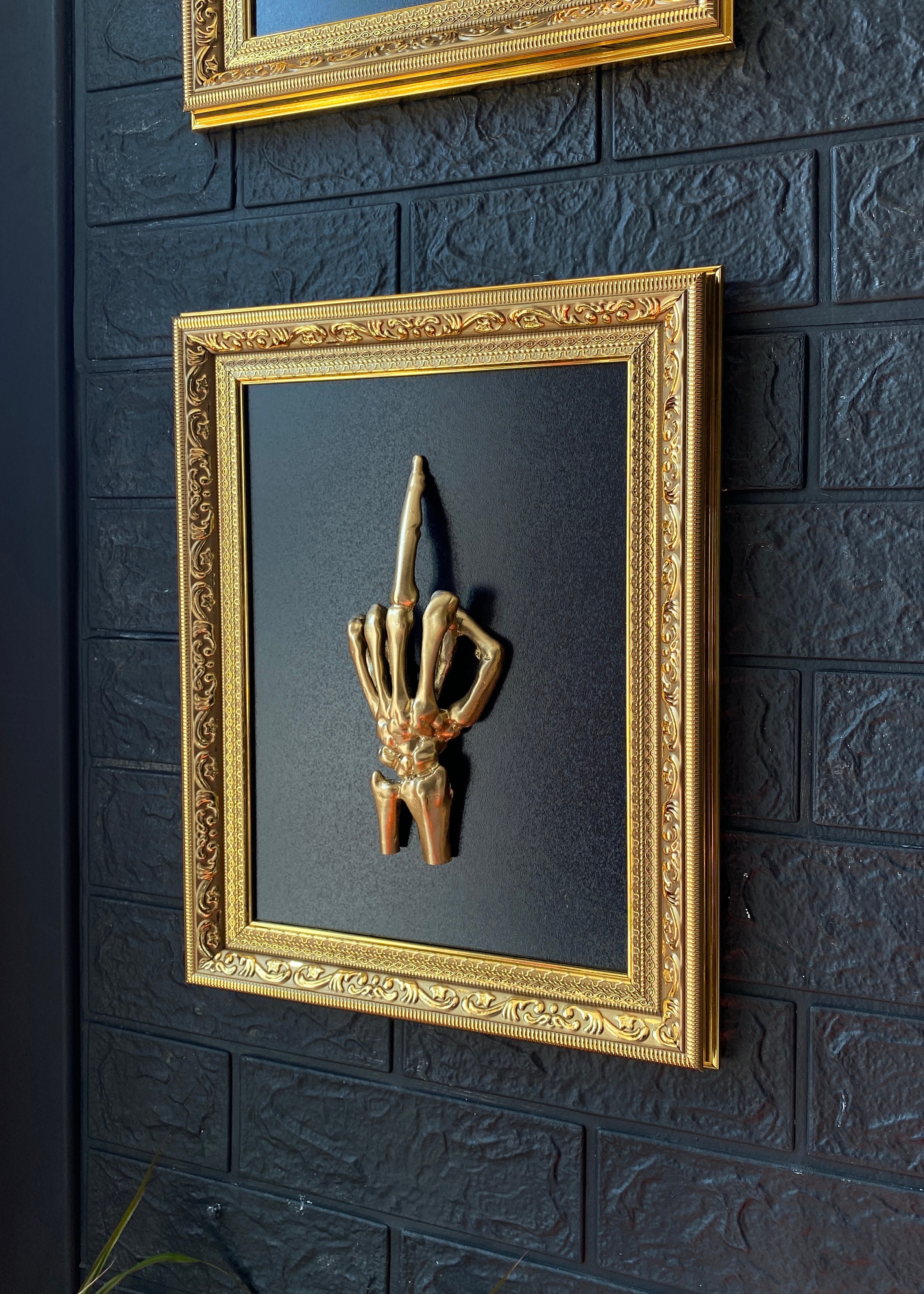 Middle Finger Filigree Gold Wall Frame, Gallery Wall Art, Gothic Home ...