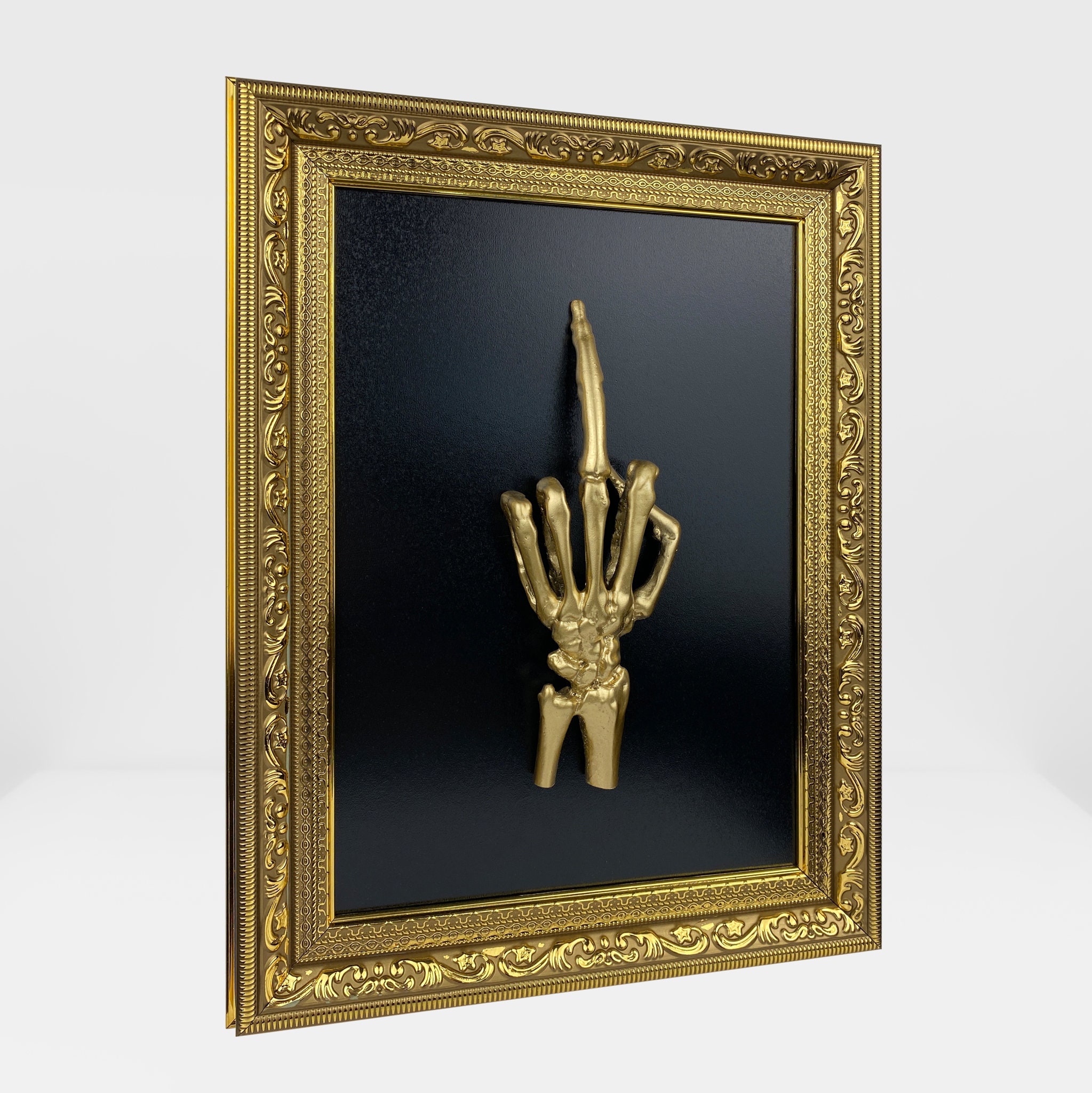 Middle Finger Filigree Gold Wall Frame, Gallery Wall Art, Gothic Home ...
