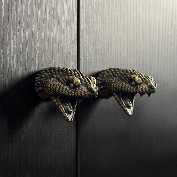Schlangenförmige Schrankknöpfe, Schlangen-Schubladengriffe, gotische Dekoration, Schranktürknöpfe, Beschläge mit Reptilienmotiven