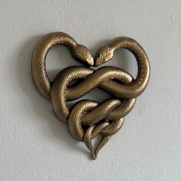 Gothic Home Decor, Snake Heart Wall Hanging ‘Viper’s Embrace’, Serpent Gallery Wall Art