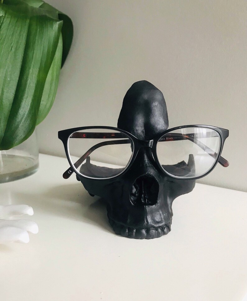 Skull Glasses Stand Holder, Sunglasses Stand, Desk Tidy, Gothic Decor, Skeleton Eyeglasses Holder, Eyewear Stand image 3