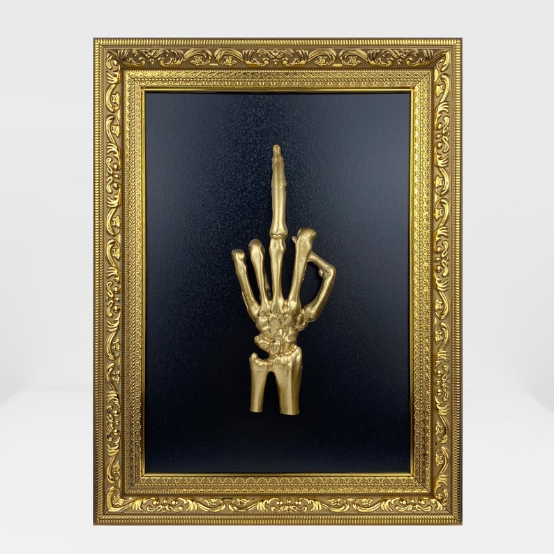 Middle Finger Filigree Gold Wall Frame, Gallery Wall Art, Gothic Home ...