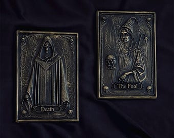 Targa da parete con carta dei tarocchi della morte, decorazione da parete in resina gotica, arte da appendere alla parete mistica e occulta