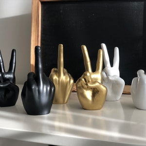 Hand Gesture Ornament, F*ck You, Peace Hand, Victory Sign, Hand Sculpture Statue, Cool Gift