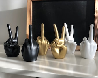 Hand Gesture Ornament, F*ck You, Peace Hand, Victory Sign, Hand Sculpture Statue, Cool Gift