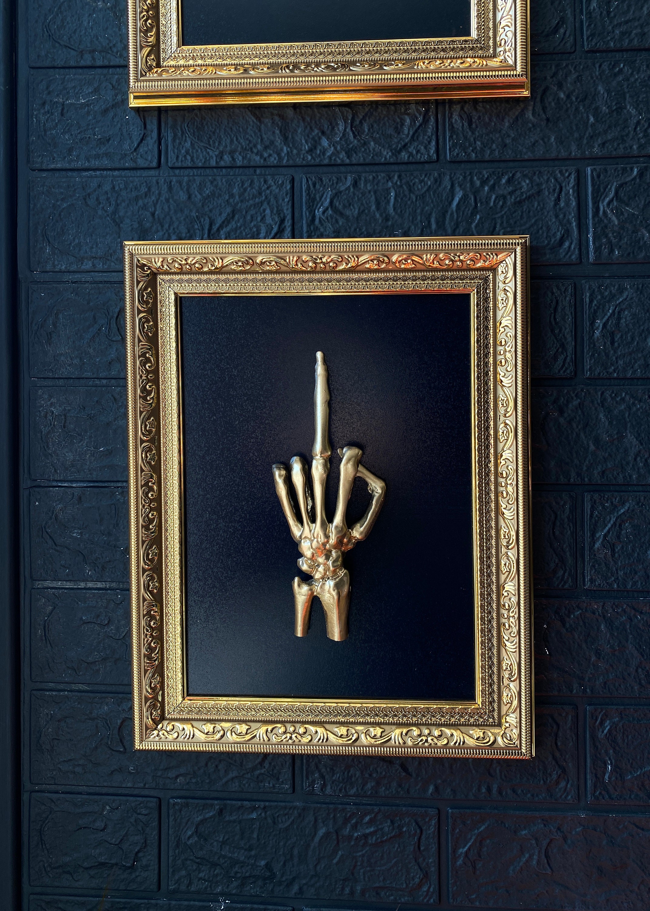 Middle Finger Filigree Gold Wall Frame, Gallery Wall Art, Gothic Home ...