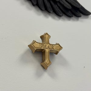 Mini cross , &#39;Fear&#39; Wall decor, Gallery Wall Art, Gothic Home Decor, Gothic Wall Plaque