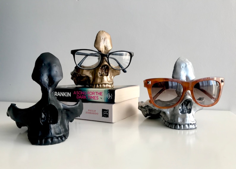 Skull Glasses Stand Holder, Sunglasses Stand, Desk Tidy, Gothic Decor, Skeleton Eyeglasses Holder, Eyewear Stand image 6