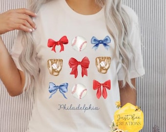 Philadelphia Phillies Baseball PNG Baseball Bows Pennsylvania Game Day Sidelines Era Team Design Social Club Summer Coquette Sublimation