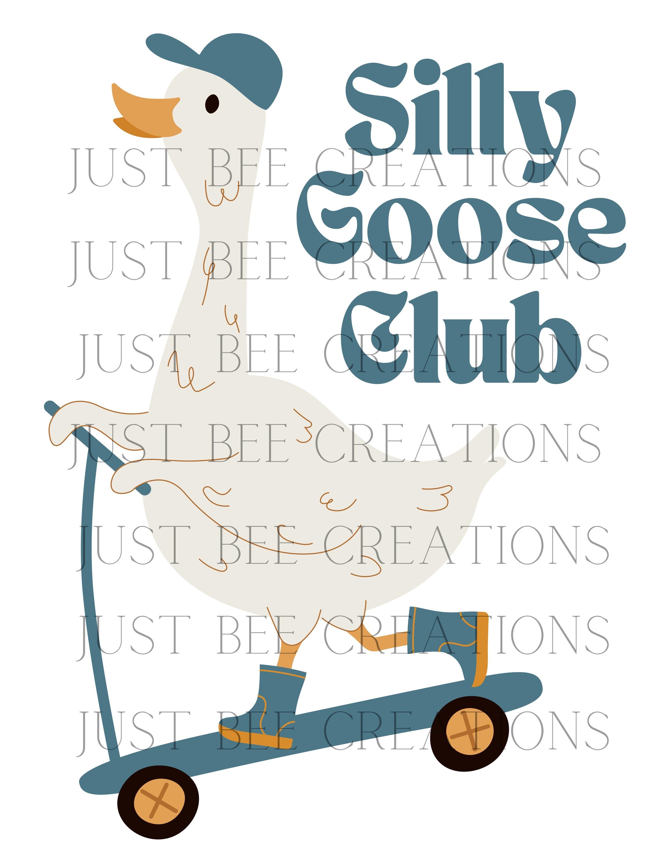 Silly Goose Racing Silly Goose Club, Goose on a Scooter PNG Digital Design Download ...