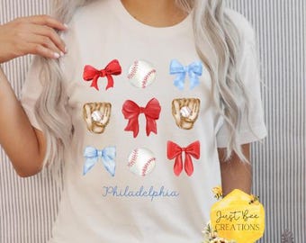 Philadelphia Phillies Baseball PNG Baseball Bows Pennsylvania Game Day Sidelines Era Team Design Social Club Summer Coquette Sublimation