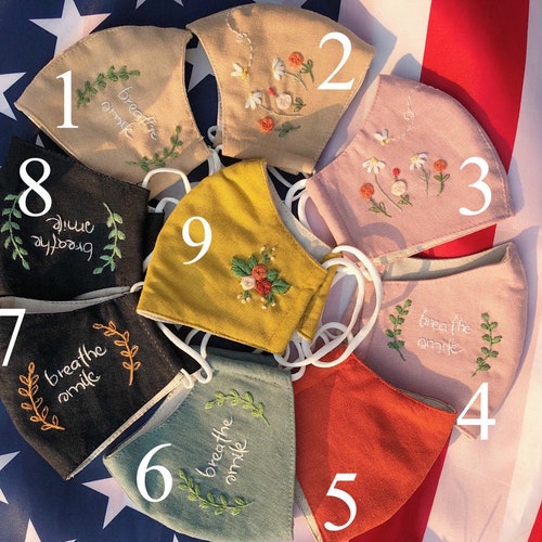 Handmade mask, linen mask, embroidery mask