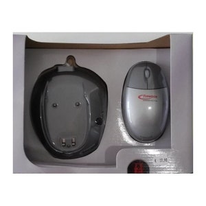 Puede incluir: Un ratón inalámbrico plateado con una base de carga. El ratón tiene la palabra "TYPHOON" impresa en rojo. El precio es de 37,90 €.