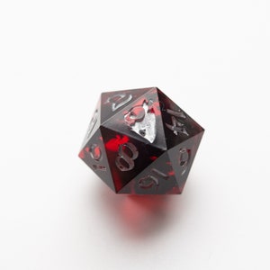 dés D20 simples, dés à vingt faces faits à la main, jeu de rôle, stylo et papier D20, cendres sanglantes image 6