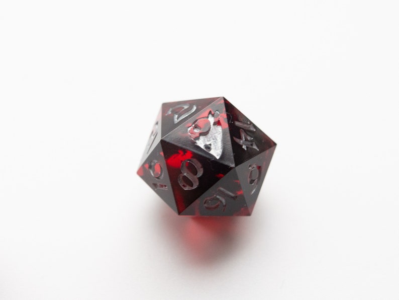 dés D20 simples, dés à vingt faces faits à la main, jeu de rôle, stylo et papier D20, cendres sanglantes image 6