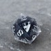 W20 snow globe cube, handmade 20-sided cube, role-playing game, D20 pen and paper, liquid core, liquid core, 