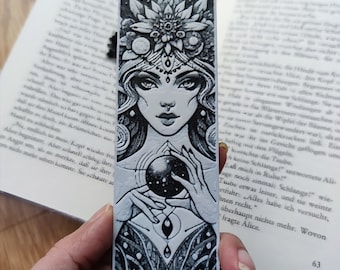 Kristall Ball I Fantasy  Lesezeichen I 3D Lesezeichen I Bookmark I 3D gedrucktes Lesezeichen für Leseratten I schwarz weißes Lesezeichen