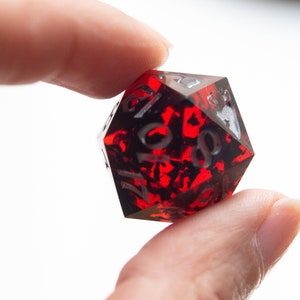 dés D20 simples, dés à vingt faces faits à la main, jeu de rôle, stylo et papier D20, cendres sanglantes image 4