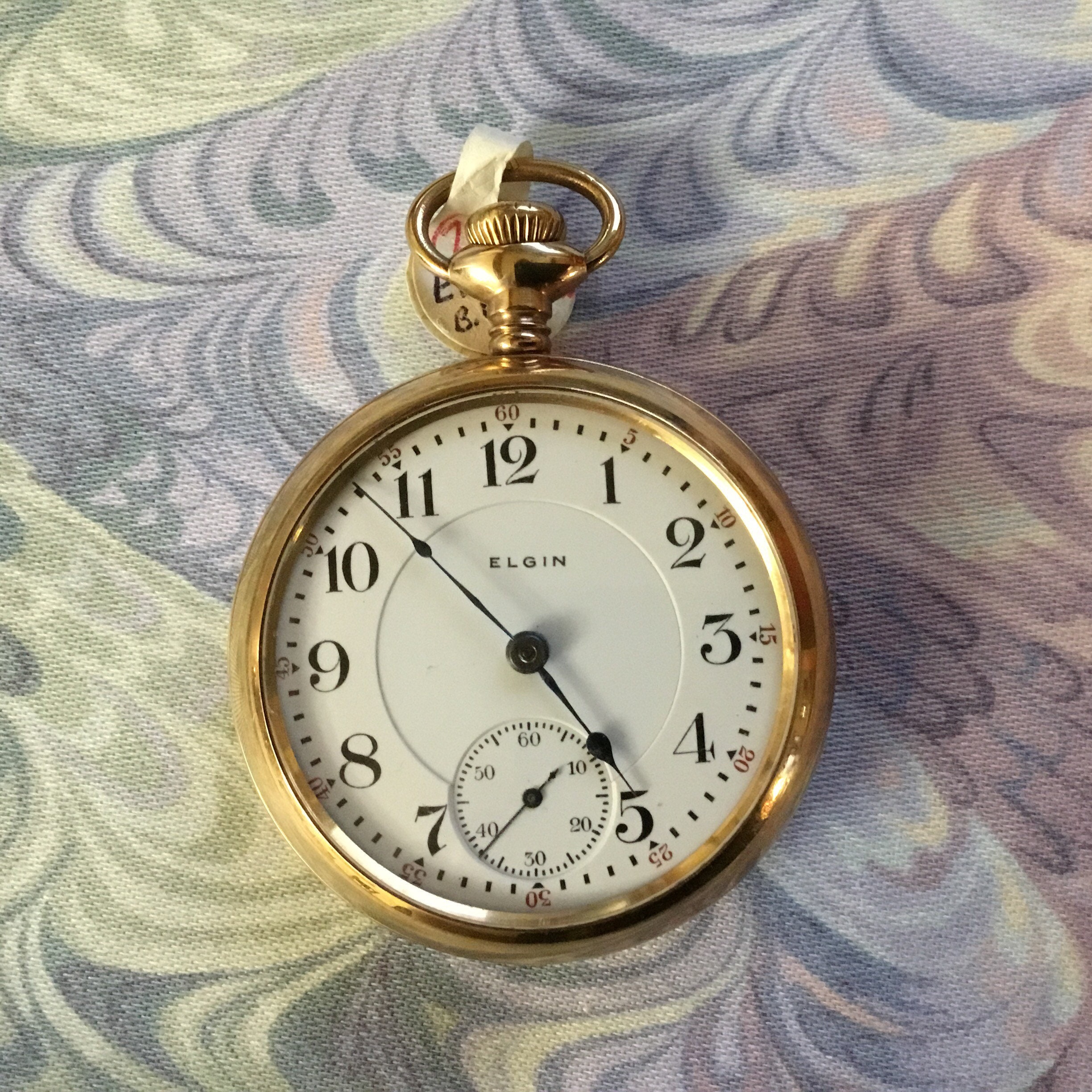 Elgin pocket watch top with deer on back