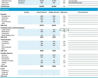 Simple & Editable Monthly Budget