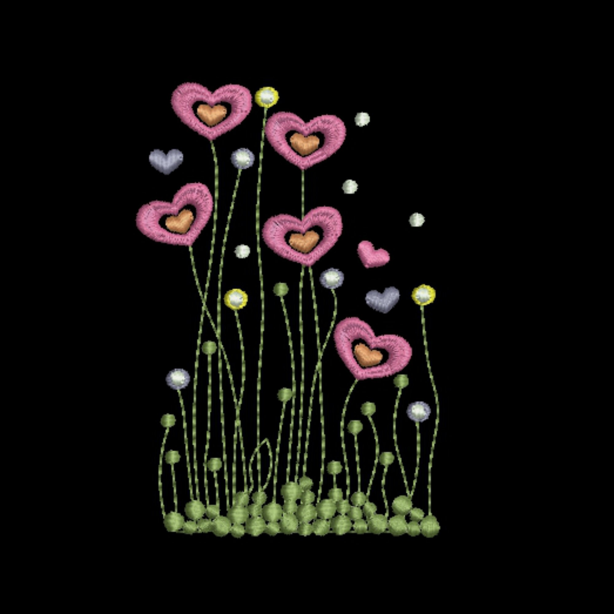 Wildflowers embroidery design love heart machine embroidery  etsy