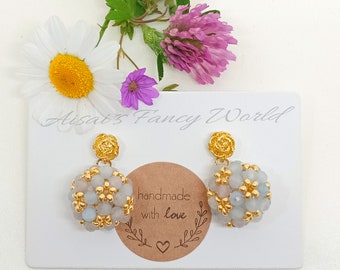 Pendientes de aguamarina, pendientes de aguamarina, pendientes de piedras preciosas, pendientes de piedra natural, pendientes de cristal, pendientes de piedra curativa, regalo para ella