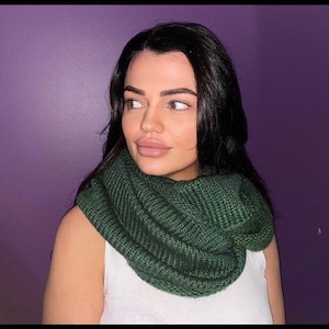 Pure wool knitted snood, neck warmer, Pure wool cozy infinity scarf, chunky knit tube scarf.