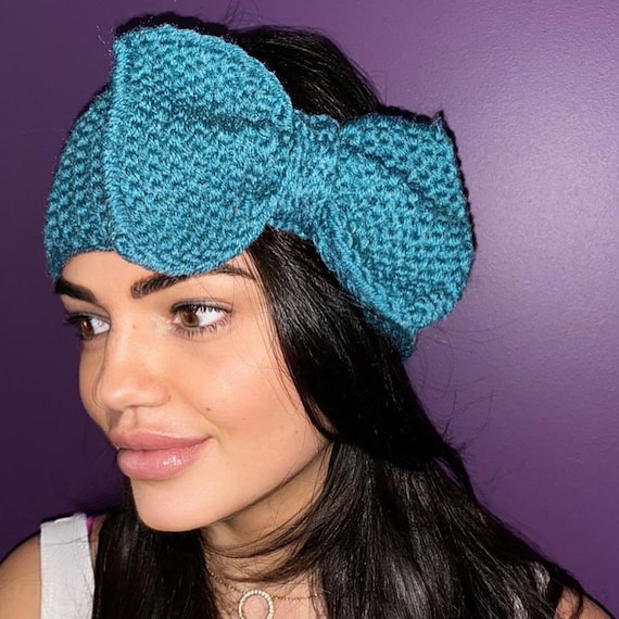 Knitted Adult Bow Headband ear Warmer Pure Wool Big Bow Headband