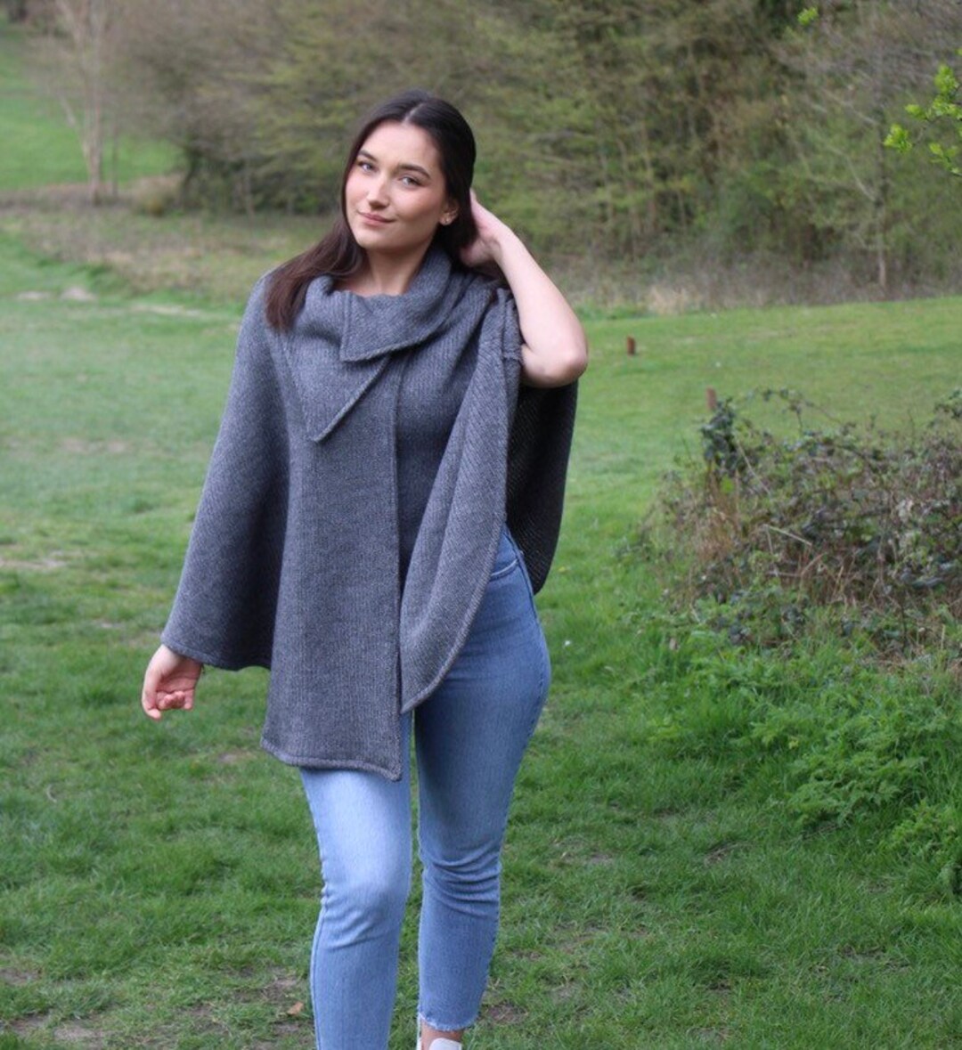 ENFOLD CAPE-COLLAR PULLOVER グレー Sweatshirt with Collar - Light gray melange - Ladies | H&M US