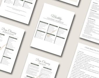 All-in-One Cleaning Schedule. Weekly Cleaning, Monthly Cleaning, Deep Cleaning, Decluttering, and more. Printable & Customizable.