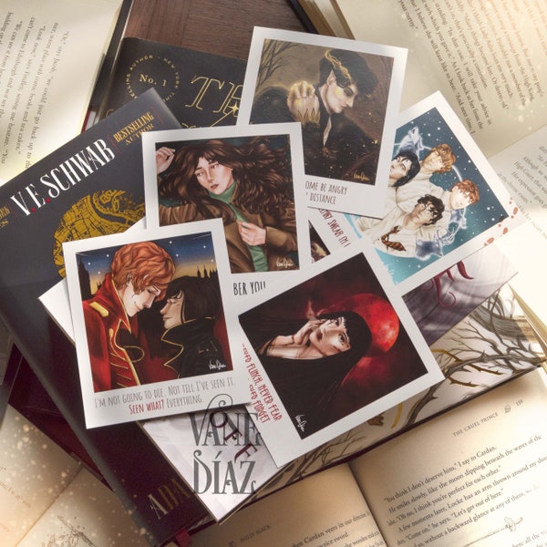 Bookish Polaroids | Shades of Magic | Crescent City | Nevernight | Addie LaRue | Caraval | The Cruel Prince | Marauders