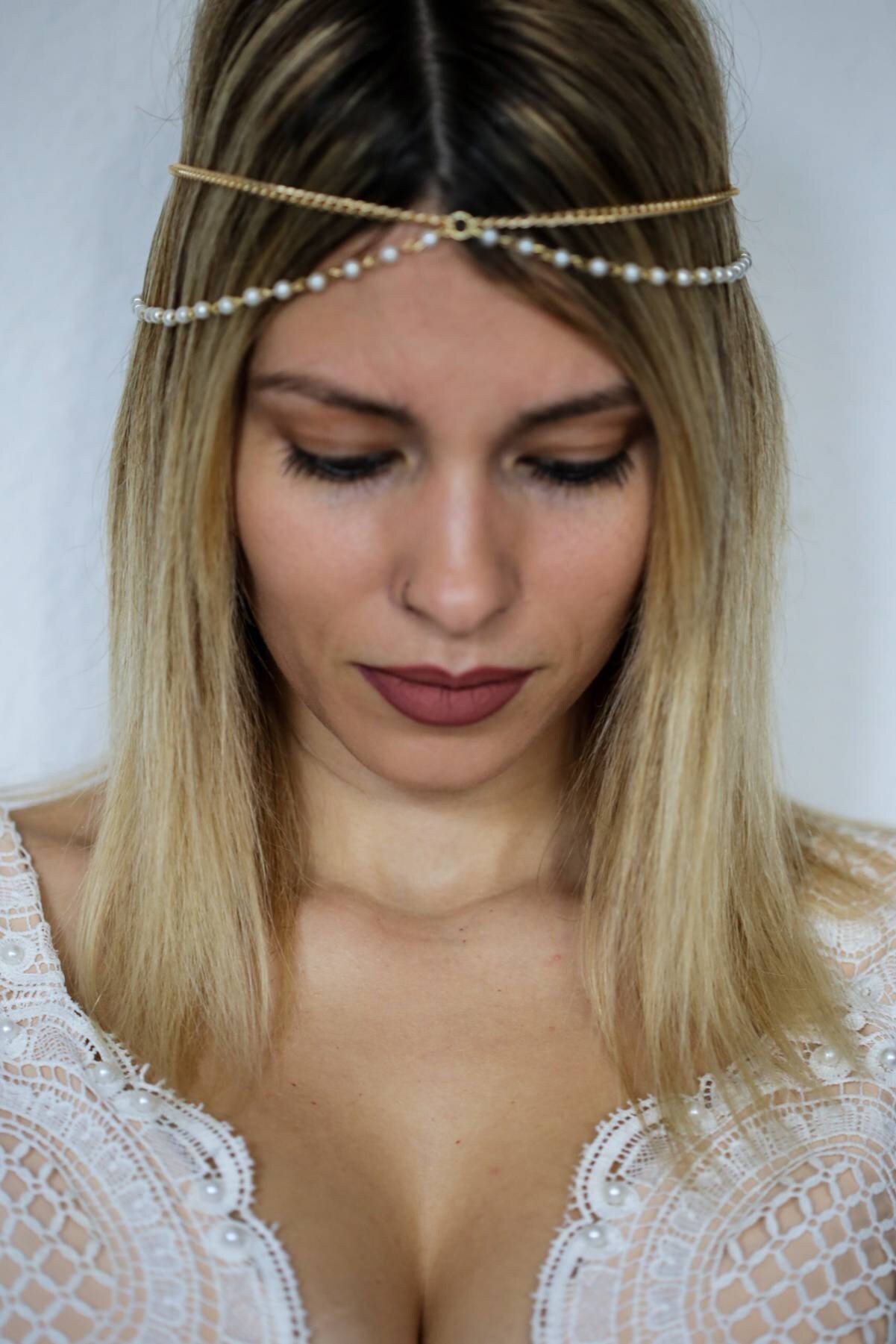 Bridal Forehead Jewelry/Bohemian/Bridal Hair Etsy