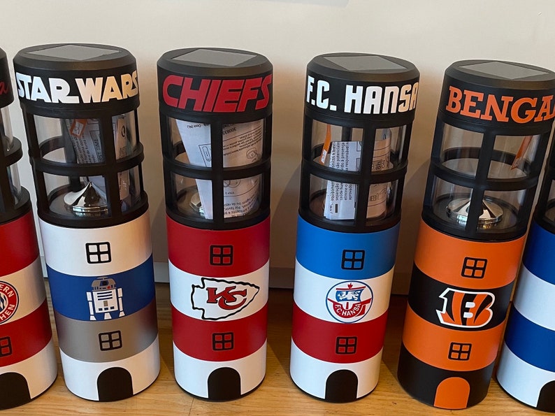 Leuchtturm Solarlampe Fußball Bundesliga NFL personalisiert Wunschverein Bild 1