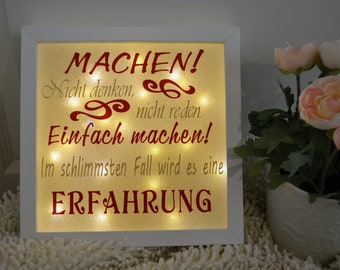 Leuchtrahmen Erfahrung Machen Mut Bilderrahmen beleuchtet Lampe Nachtlicht Geburtstagsgeschenk