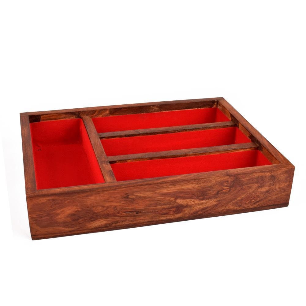 Wooden cutlery organizer box in rose wood with lid and velvet Etsy