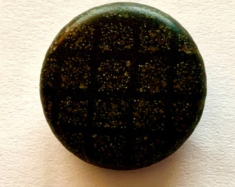 Big Crocheted Beaded Black Glass Beads Large Threadback Antique Button Old Crochet