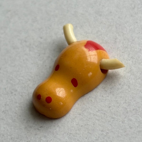 Small Vintage Bakelite Bull Button With Celluloid Horns, Animal Button, 9/16"