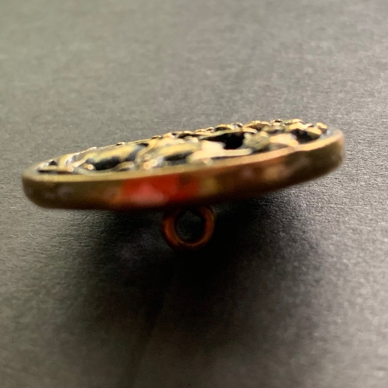Antique Brass Button A.P Pierced Button; Back Mark /& C Paris Depose Button 1-116 Jester With Fool/'s Baton