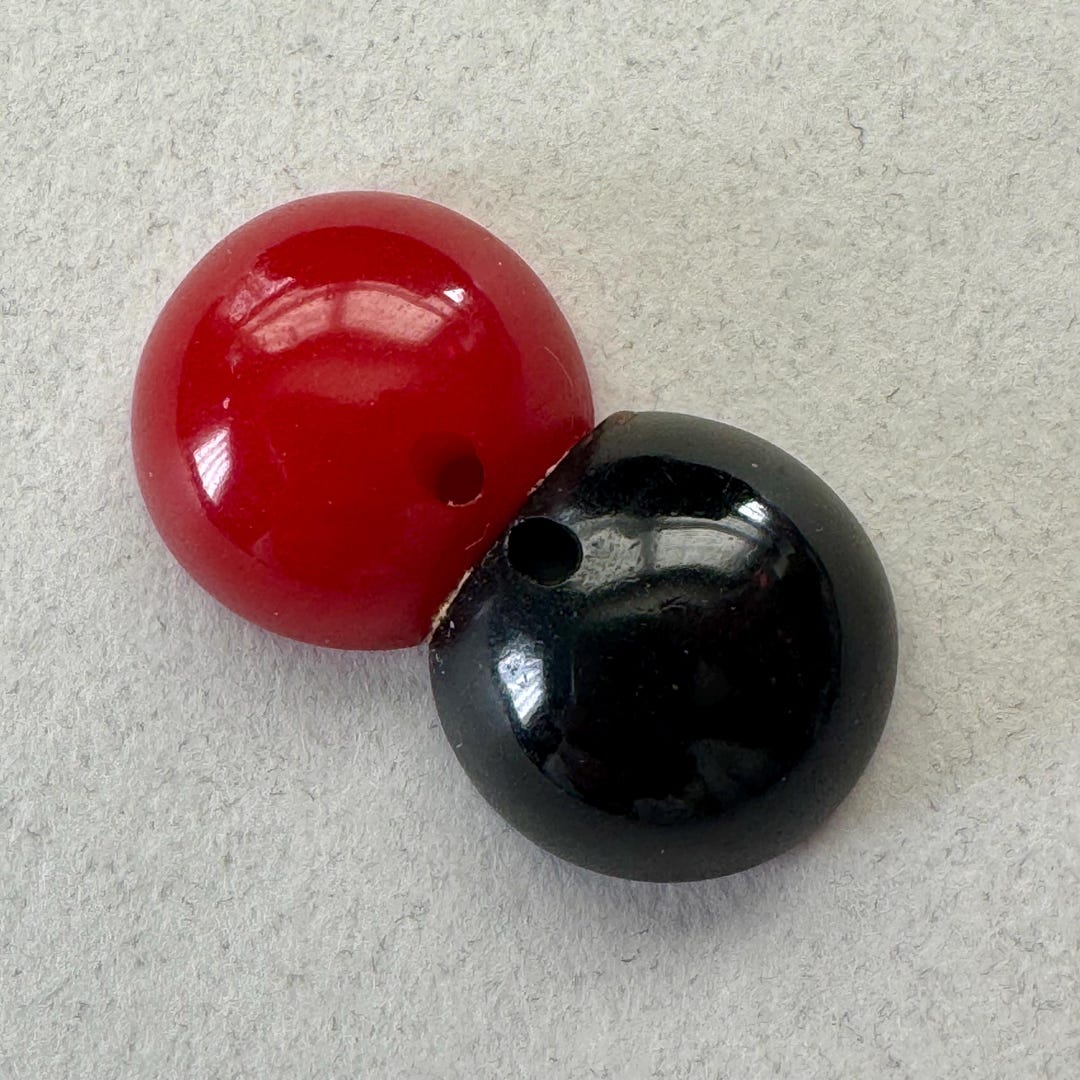 Vintage Laminated Bakelite Button, Red and Black, Domed Sew-through, 1 ...