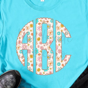 Floral Monogram, Spring Monogram, Scallop PNG, Monogram PNG, Full Alphabet, Instant Download, Digital Download, Bright Monogram