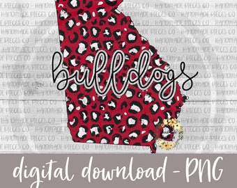 Georgia Bulldogs Leopard PNG, School Spirit Design (Digital Download)