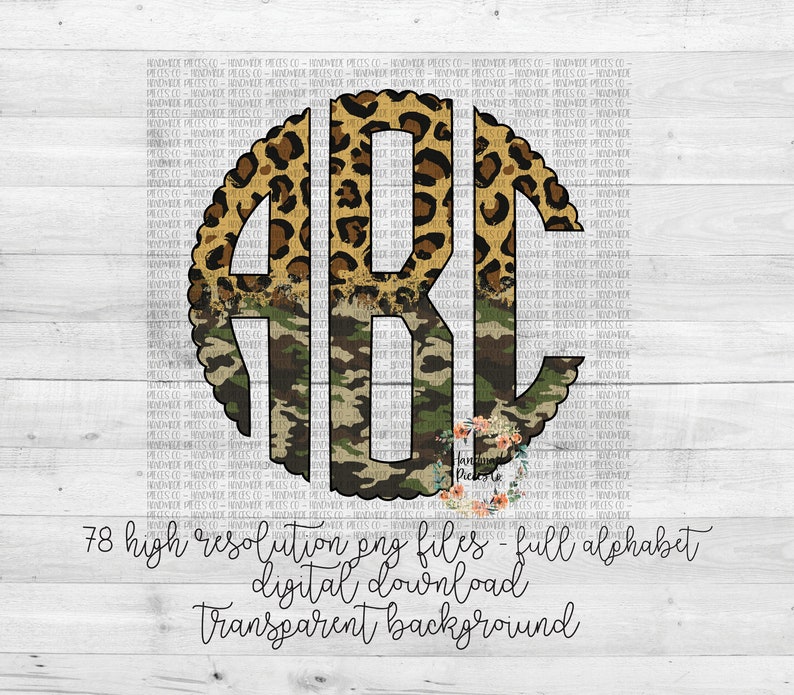 Monogram Leopard Leopard Camo Monogram PNG, Leopard Print, Camo Print, Scallop PNG, Full ...