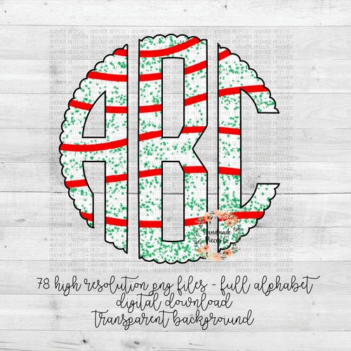 Christmas Cake Monogram Snack Cake PNG Christmas Tree Cake Etsy